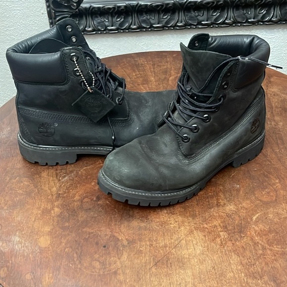 Men’s Timberland 6” Ankle Premium Black Waterproof Leather Boots Size 8M - Picture 3 of 8